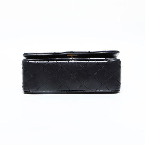 CHANEL No. 1 1989-1991 Matelasse Full Flap Lambskin Shoulder Bag black WS23132