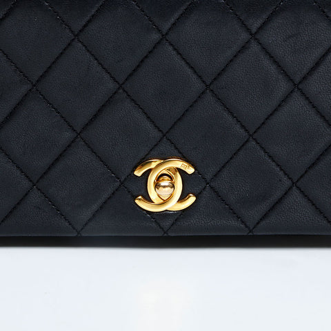 CHANEL No. 1 1989-1991 Matelasse Full Flap Lambskin Shoulder Bag black WS23132