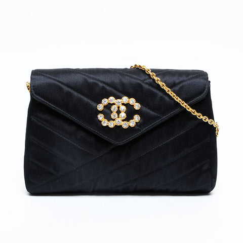 CHANEL Satin Mini Shoulder Bag black WS23133