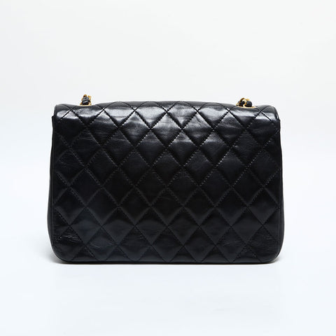 CHANEL No. 1 1989-1991 Lambskin Matelasse Chain Shoulder Bag black WS23134