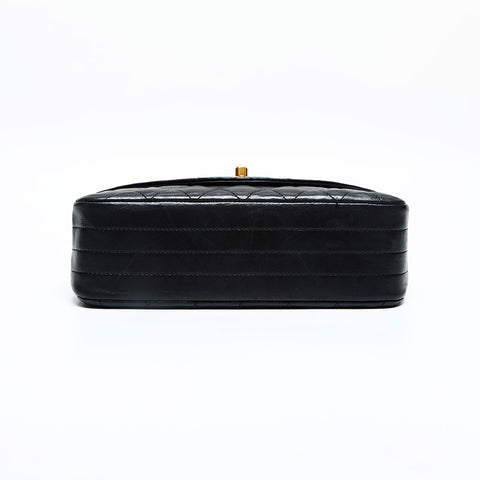 CHANEL No. 1 1989-1991 Lambskin Matelasse Chain Shoulder Bag black WS23134