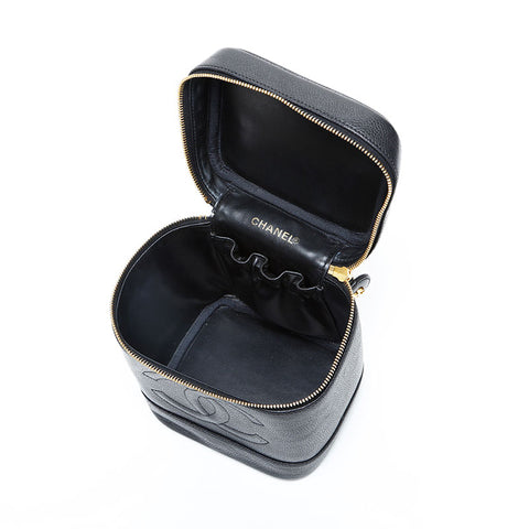 CHANEL No. 2 1991-1994 Vertical Vanity Caviar Skin Handbag black WS23135