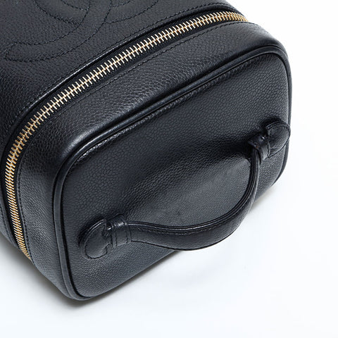 CHANEL No. 2 1991-1994 Vertical Vanity Caviar Skin Handbag black WS23135