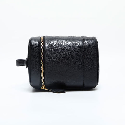 CHANEL No. 2 1991-1994 Vertical Vanity Caviar Skin Handbag black WS23135