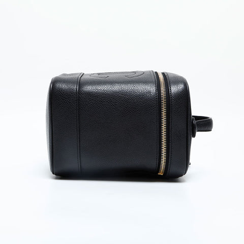 CHANEL No. 2 1991-1994 Vertical Vanity Caviar Skin Handbag black WS23135