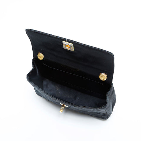 CHANEL 1st Series 1989-1991 Satin Diamond Stitch Mini Shoulder Bag black WS23136