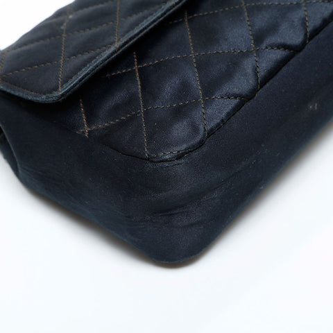 CHANEL 1st Series 1989-1991 Satin Diamond Stitch Mini Shoulder Bag black WS23136