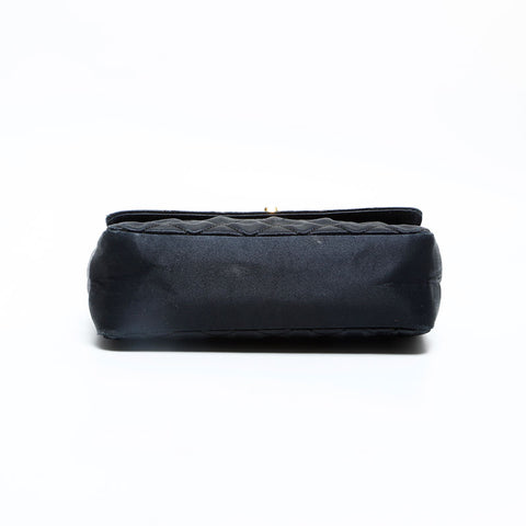 CHANEL 1st Series 1989-1991 Satin Diamond Stitch Mini Shoulder Bag black WS23136