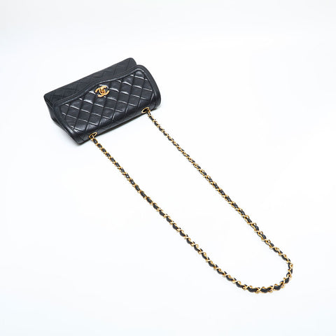 CHANEL No. 1 1989-1991 Lambskin Matelasse Chain Shoulder Bag black WS23137