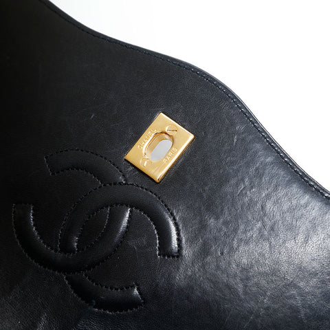 CHANEL No. 1 1989-1991 Lambskin Matelasse Chain Shoulder Bag black WS23137