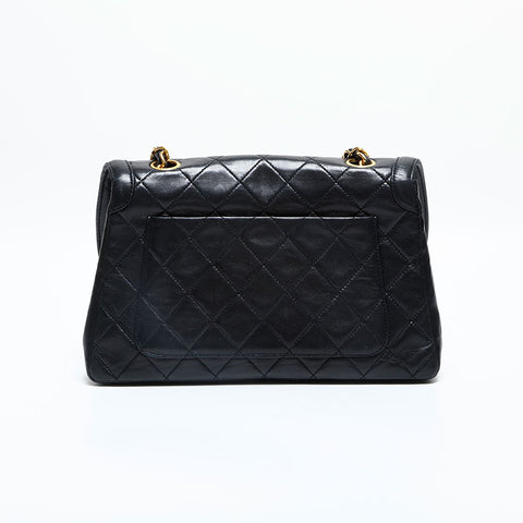 CHANEL No. 1 1989-1991 Lambskin Matelasse Chain Shoulder Bag black WS23137