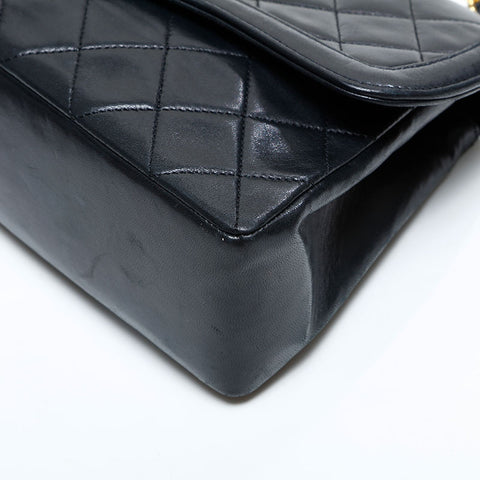 CHANEL No. 1 1989-1991 Lambskin Matelasse Chain Shoulder Bag black WS23137