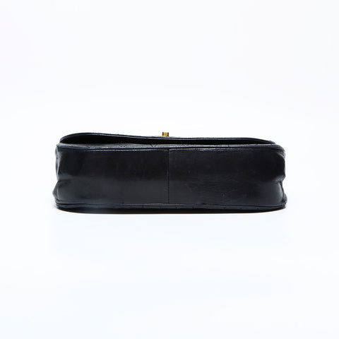 CHANEL 1980s Double Flap Lambskin Diamond Stitch Chain Bag Shoulder Bag black WS23138
