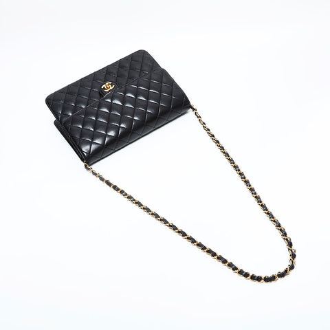 CHANEL No. 14 2010-2011 Lambskin Matelasse Half Flap Chain Shoulder Bag black WS23139