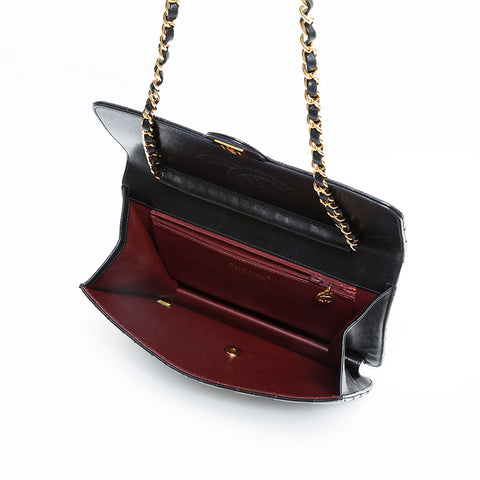 CHANEL No. 14 2010-2011 Lambskin Matelasse Half Flap Chain Shoulder Bag black WS23139