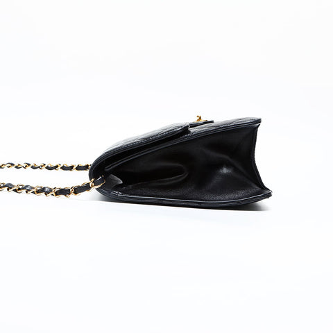 CHANEL No. 14 2010-2011 Lambskin Matelasse Half Flap Chain Shoulder Bag black WS23139