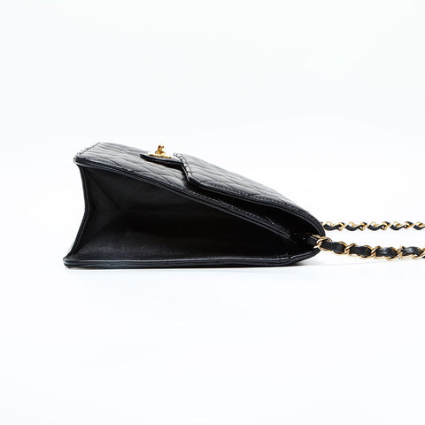 CHANEL No. 14 2010-2011 Lambskin Matelasse Half Flap Chain Shoulder Bag black WS23139