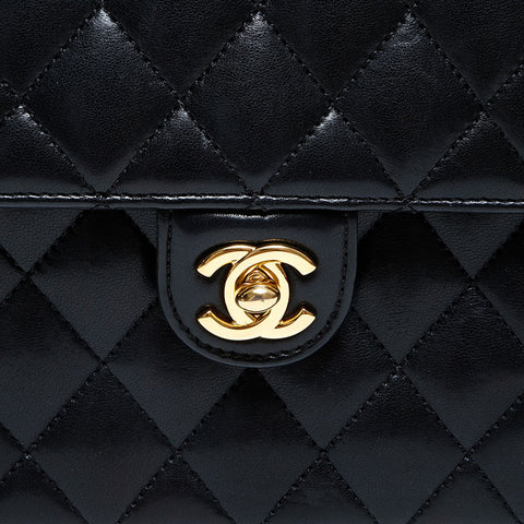 CHANEL No. 14 2010-2011 Lambskin Matelasse Half Flap Chain Shoulder Bag black WS23139