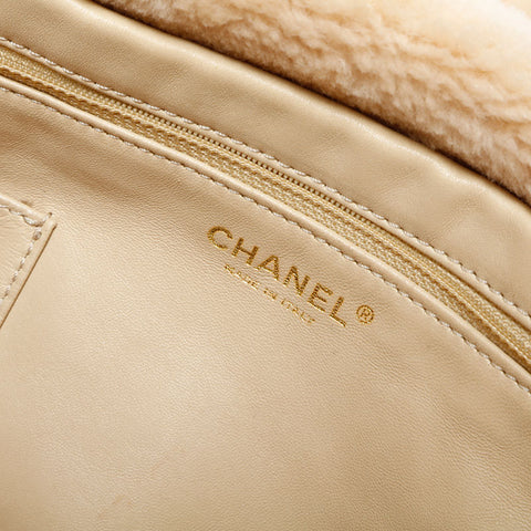 CHANEL 10 series 2005-2006 Suede COCO Mark Flap Chain Shoulder Bag beige WS23140