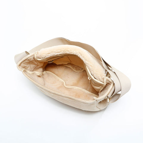 CHANEL 10 series 2005-2006 Suede COCO Mark Flap Chain Shoulder Bag beige WS23140