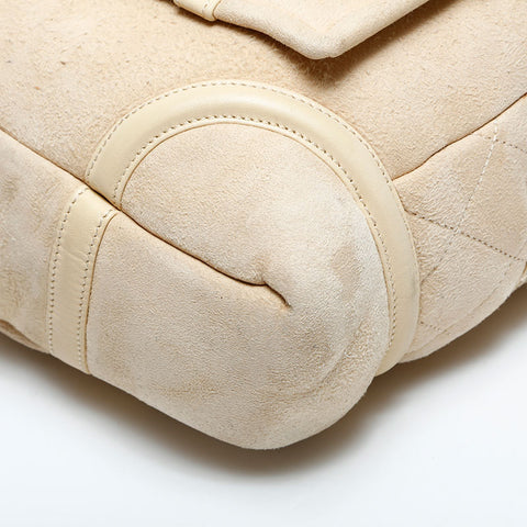 CHANEL 10 series 2005-2006 Suede COCO Mark Flap Chain Shoulder Bag beige WS23140