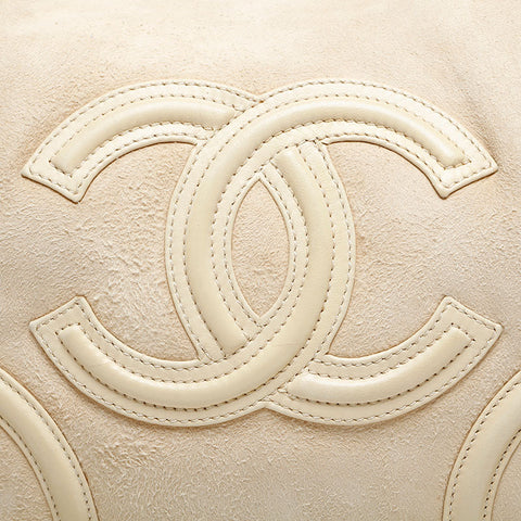 CHANEL 10 series 2005-2006 Suede COCO Mark Flap Chain Shoulder Bag beige WS23140