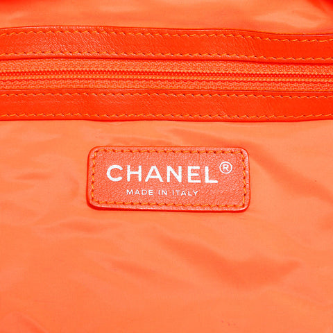 CHANEL 16th series 2012 Nylon Flap Chain Shoulder Bag Orange WS23141
