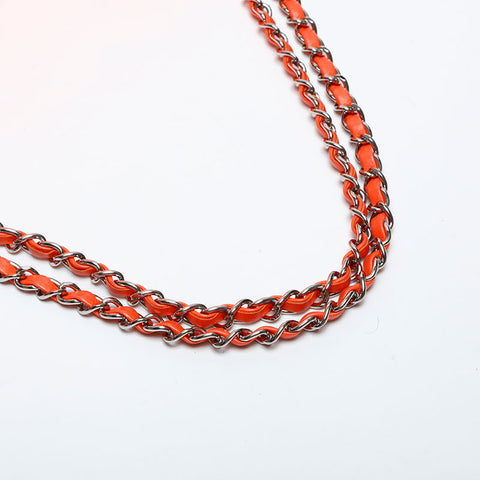 CHANEL 16th series 2012 Nylon Flap Chain Shoulder Bag Orange WS23141