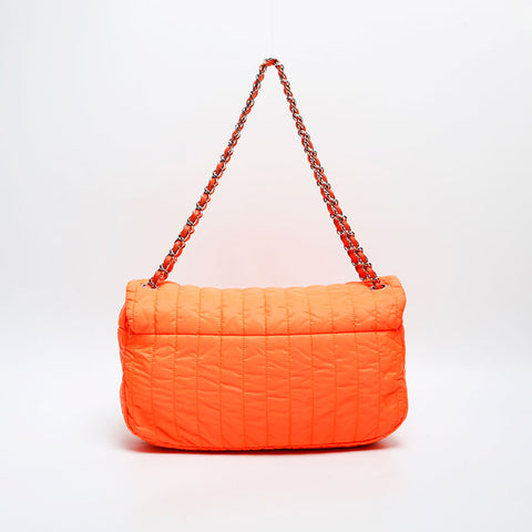 CHANEL 16th series 2012 Nylon Flap Chain Shoulder Bag Orange WS23141