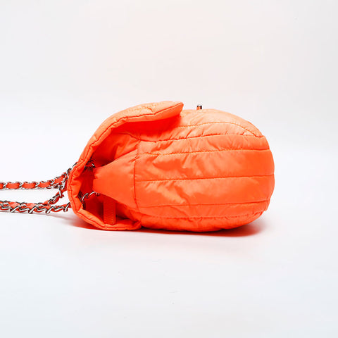 CHANEL 16th series 2012 Nylon Flap Chain Shoulder Bag Orange WS23141