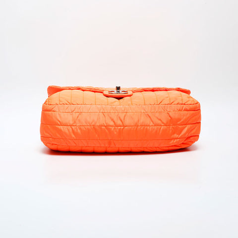 CHANEL 16th series 2012 Nylon Flap Chain Shoulder Bag Orange WS23141
