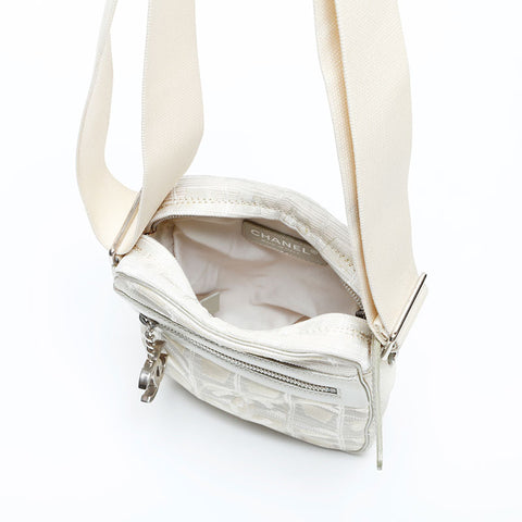 CHANEL 10 series 2005-2006 New Travel Line Canvas Shoulder Bag beige WS23142