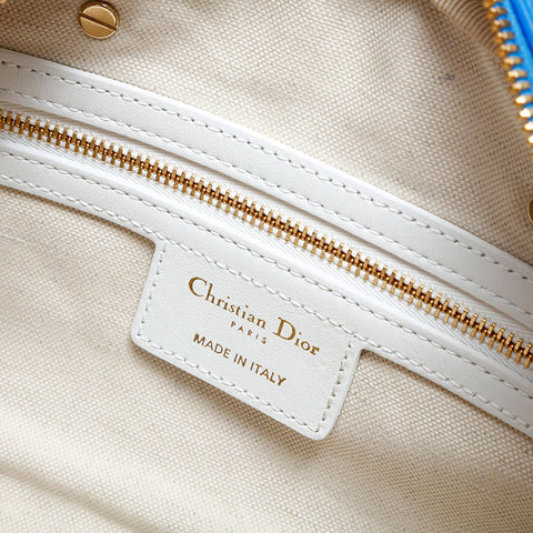 Christian Dior Leather Small Vibe Boston Bag 2-way Handbag blue WS23144