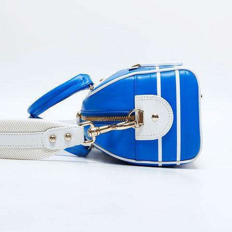 Christian Dior Leather Small Vibe Boston Bag 2-way Handbag blue WS23144