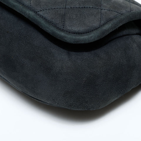 CHANEL No. 9 2004-2005 Suede Flap Boa 2.55 Mouton Shoulder Bag black WS23145