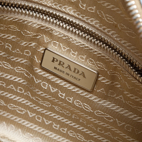 PRADA Saffiano Leather Mini Boston Bag Handbag blue WS23147