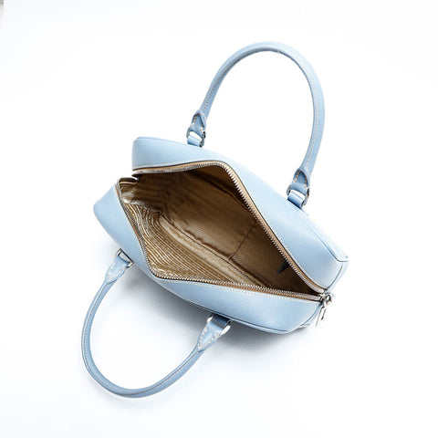 PRADA Saffiano Leather Mini Boston Bag Handbag blue WS23147