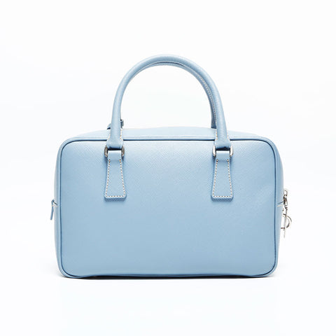 PRADA Saffiano Leather Mini Boston Bag Handbag blue WS23147