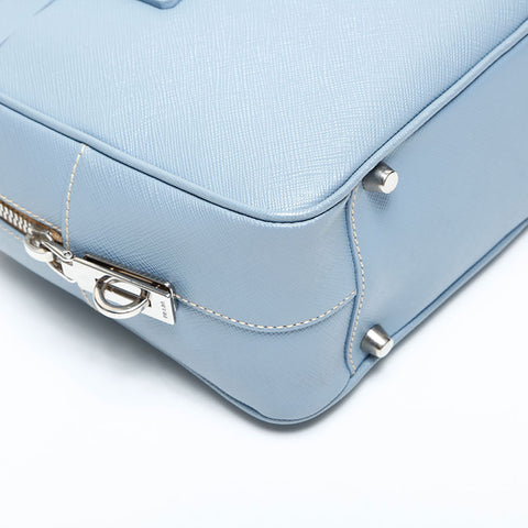 PRADA Saffiano Leather Mini Boston Bag Handbag blue WS23147
