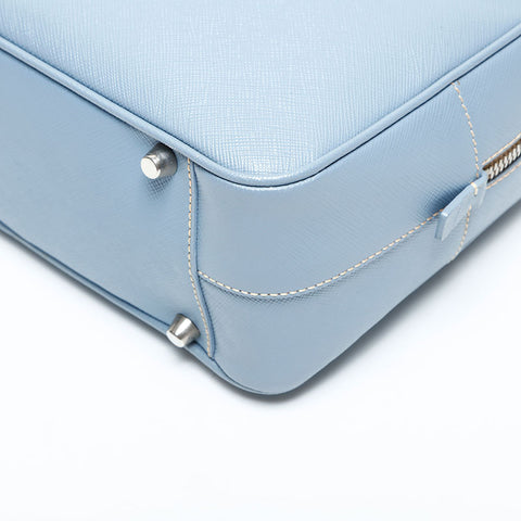 PRADA Saffiano Leather Mini Boston Bag Handbag blue WS23147
