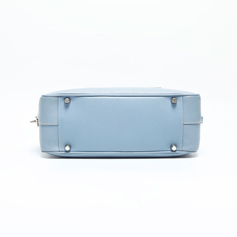 PRADA Saffiano Leather Mini Boston Bag Handbag blue WS23147