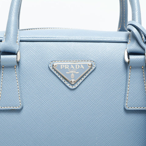 PRADA Saffiano Leather Mini Boston Bag Handbag blue WS23147