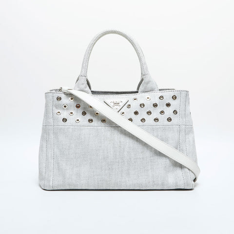 PRADA Denim Canapa Mini 2way Handbag gray WS23148