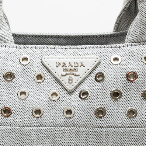 PRADA Denim Canapa Mini 2way Handbag gray WS23148