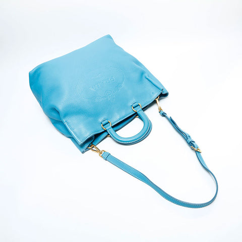 PRADA 2way leather tote Handbag blue WS23150