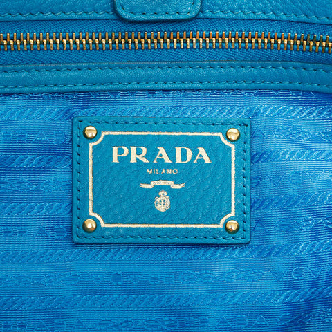 PRADA 2way leather tote Handbag blue WS23150