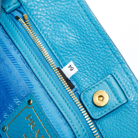PRADA 2way leather tote Handbag blue WS23150
