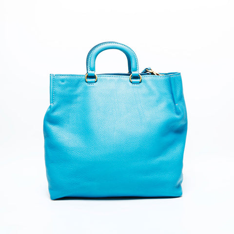 PRADA 2way leather tote Handbag blue WS23150