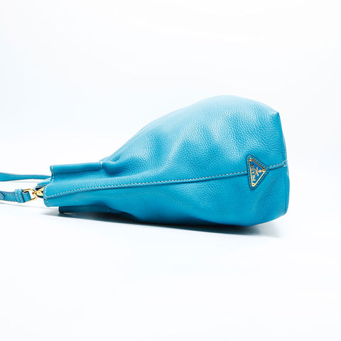 PRADA 2way leather tote Handbag blue WS23150