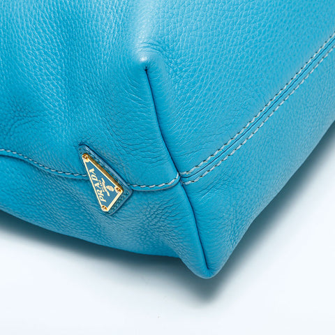 PRADA 2way leather tote Handbag blue WS23150